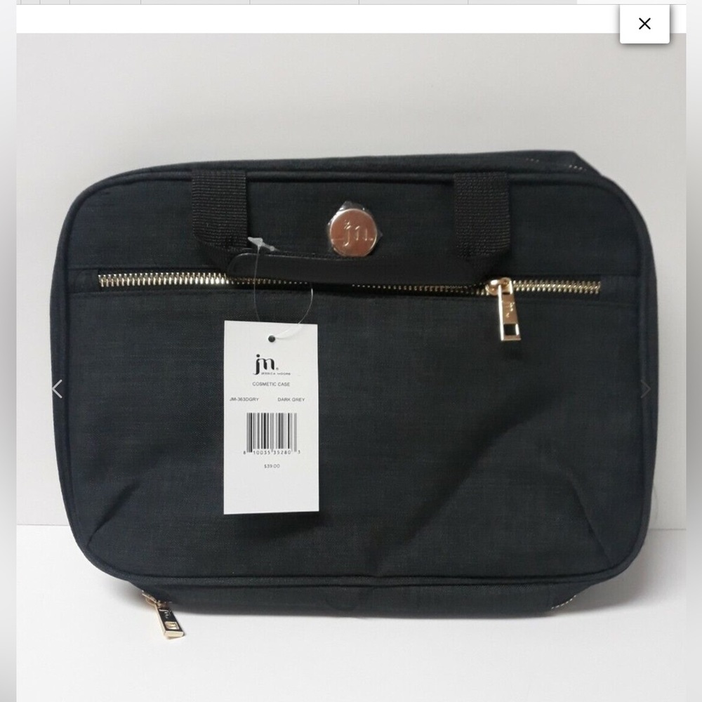 Jessica Moore Dark Gray Cosmetic Toiletry Travel Bag, NWT